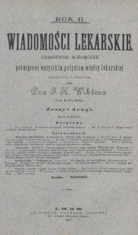 Wiadomości Lekarskie : czasopismo miesięczne poświęcone wszystkim gałęziom wiedzy lekarskiej. R. 2, 1887/1888, nr 2