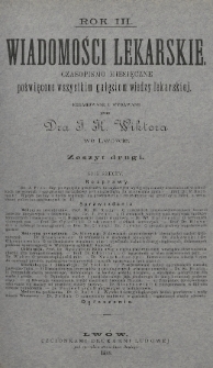 Wiadomości Lekarskie : czasopismo miesięczne poświęcone wszystkim gałęziom wiedzy lekarskiej. R. 3, 1888/1889, nr 2
