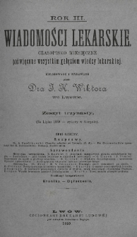 Wiadomości Lekarskie : czasopismo miesięczne poświęcone wszystkim gałęziom wiedzy lekarskiej. R. 3, 1888/1889, nr 13