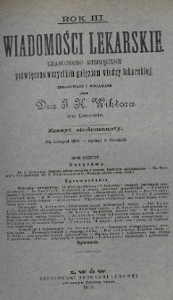 Wiadomości Lekarskie : czasopismo miesięczne poświęcone wszystkim gałęziom wiedzy lekarskiej. R. 3, 1888/1889, nr 17