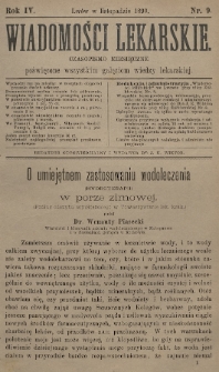 Wiadomości Lekarskie : czasopismo miesięczne poświęcone wszystkim gałęziom wiedzy lekarskiej. R. 4, 1890, nr 9