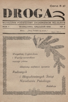 Droga : miesięcznik poświęcony zagadnieniom religijnym. R.1, 1946, nr 6