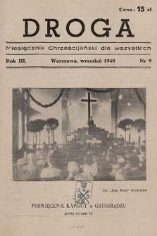 Droga : miesięcznik chrześcijański dla wszystkich. R.3, 1948, nr 9