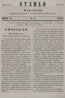 Stadło : tygodnik rzeczom polskim i słowiańskim poświęcony. 1849, No. 7