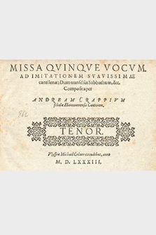 Missa Qvinqve Vocum. Tenor