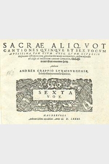 Sacrae Aliqvou cantiones qvinqve et sex vocvm. Sexta Vox
