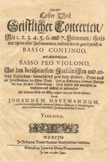 Erster Theil Geistlicher Concerten [...]. Basso Continuo