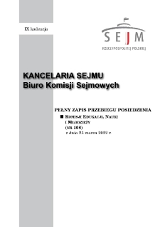 Pełny Zapis Przebiegu Posiedzenia Komisji Edukacji, Nauki i Młodzieży (nr 108) z dnia 23 marca 2022 r.