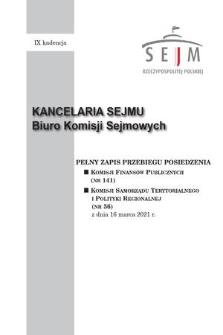 Pełny Zapis Przebiegu Posiedzenia Komisji Finansów Publicznych (nr 141) z dnia 16 marca 2021 r.