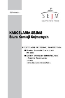 Pełny Zapis Przebiegu Posiedzenia Komisji Finansów Publicznych (nr 213) z dnia 12 października 2021 r.