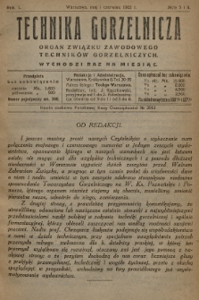 Technika Gorzelnicza : organ Związku Zawodowego Techników Gorzelniczych. 1922, No 5 i 6