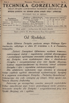 Technika Gorzelnicza : organ Związku Zawodowego Techników Gorzelniczych, poświęcony gorzelnictwu oraz pokrewnym gałęziom przemysłu rolnego i przetwórczego. 1923, Nr 9