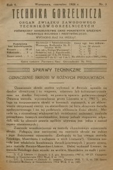 Technika Gorzelnicza : organ Związku Zawodowego Techników Gorzelniczych poświęcony gorzelnictwu oraz pokrewnym gałęziom przemysłu rolnego i przetwórczego. 1925, Nr 3