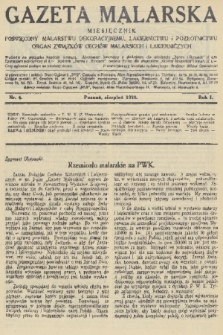 Gazeta Malarska : miesięcznik poświęcony malarstwu dekoracyjnemu, lakiernictwu i pozłotnictwu : organ Związku Cechów Malarskich i Lakierniczych. R. 1, 1928, nr 4