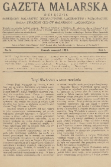 Gazeta Malarska : miesięcznik poświęcony malarstwu dekoracyjnemu, lakiernictwu i pozłotnictwu : organ Związku Cechów Malarskich i Lakierniczych. R. 1, 1928, nr 5