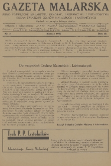 Gazeta Malarska : pismo poświęcone malarstwu dekorac., lakiernictwu i pozłotnictwu : organ Związku Cechów Malarskich i Lakierniczych. R. 3, 1930, nr 3