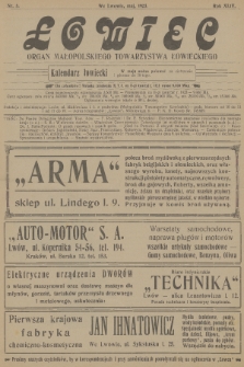 Łowiec : organ Małopolskiego Towarzystwa Łowieckiego. R. 44, 1923, nr 5