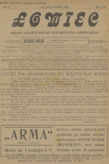 Łowiec : organ Małopolskiego Towarzystwa Łowieckiego. R. 44, 1923, nr 12