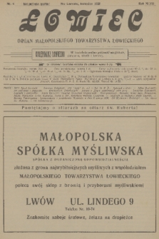 Łowiec : organ Małopolskiego Towarzystwa Łowieckiego. R. 47, 1926, nr 4