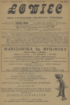 Łowiec : organ Małopolskiego Towarzystwa Łowieckiego. R. 48, 1927, nr 12