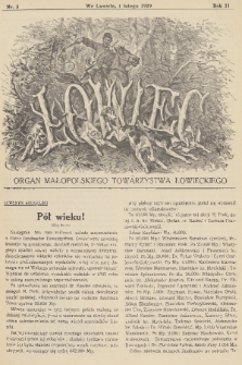 Łowiec : organ Małopolskiego Towarzystwa Łowieckiego. R. 51, 1929, nr 3