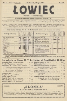 Łowiec : organ Małopolskiego Towarzystwa Łowieckiego. R. 52, 1930, nr 14