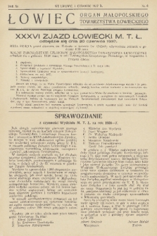 Łowiec : organ Małopolskiego Towarzystwa Łowieckiego. R. 59, 1937, nr 6