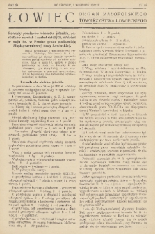 Łowiec : organ Małopolskiego Towarzystwa Łowieckiego. R. 59, 1937, nr 10