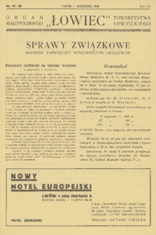 Łowiec : organ Małopolskiego Towarzystwa Łowieckiego. R. 59 [!], 1938, nr 17-18