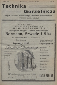 Technika Gorzelnicza : organ Związku Zawodowego Techników Gorzelniczych poświęcony gorzelnictwu oraz pokrewnym gałęziom przemysłu rolnego i przetwórczego. 1928, nr 3