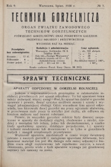 Technika Gorzelnicza : organ Związku Zawodowego Techników Gorzelniczych poświęcony gorzelnictwu oraz pokrewnym gałęziom przemysłu rolnego i przetwórczego. 1930, No 7