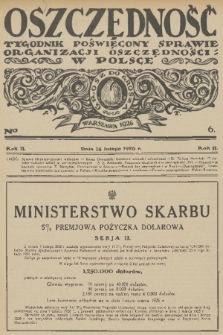 Oszczędność : dwutygodnik poświęcony sprawie organizacji oszczędności w Polsce. R. 2, 1926, nr 6