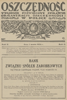 Oszczędność : dwutygodnik poświęcony sprawie organizacji oszczędności w Polsce. R. 2, 1926, nr 9