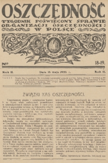 Oszczędność : dwutygodnik poświęcony sprawie organizacji oszczędności w Polsce. R. 2, 1926, nr 18-19