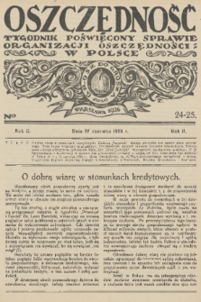 Oszczędność : dwutygodnik poświęcony sprawie organizacji oszczędności w Polsce. R. 2, 1926, nr 24-25