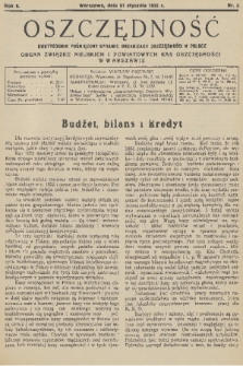 Oszczędność : dwutygodnik poświęcony sprawie organizacji oszczędności w Polsce : organ Związku Miejskich i Powiatowych Kas Oszczędności w Warszawie. R. 8, 1932, nr 2