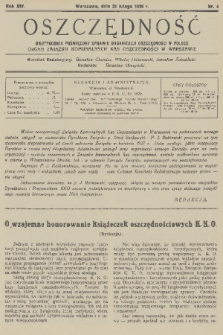 Oszczędność : dwutygodnik poświęcony sprawie organizacji oszczędności w Polsce : organ Związku Komunalnych Kas Oszczędności w Warszawie. R. 14, 1938, nr 4