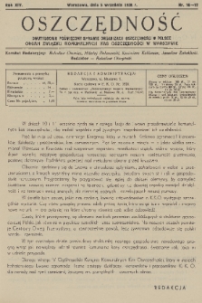 Oszczędność : dwutygodnik poświęcony sprawie organizacji oszczędności w Polsce : organ Związku Komunalnych Kas Oszczędności w Warszawie. R. 14, 1938, nr 16-17