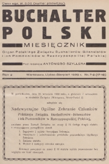 Buchalter Polski : organ Polskiego Związku Buchalterów-Bilansistów i ich Pomocników w Rzeczypospolitej Polskiej. R. 2, 1929, nr 7-8