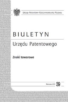 Biuletyn Urzędu Patentowego. Znaki Towarowe. 2019, nr 39