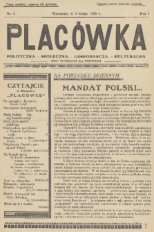 Placówka Polityczna-Społeczna-Gospodarcza-Kulturalna : pismo tygodniowe dla wszystkich. R. 1, 1929, nr 3