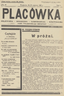 Placówka Polityczna-Społeczna-Gospodarcza-Kulturalna : pismo tygodniowe dla wszystkich. R. 1, 1929, nr 26