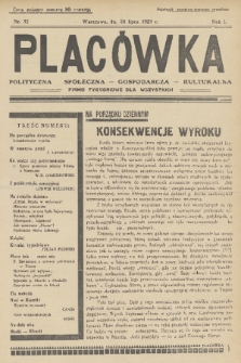 Placówka Polityczna-Społeczna-Gospodarcza-Kulturalna : pismo tygodniowe dla wszystkich. R. 1, 1929, nr 33