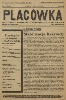 Placówka Polityczna-Społeczna-Gospodarcza-Kulturalna : pismo tygodniowe dla wszystkich. R. 2, 1930, nr 5