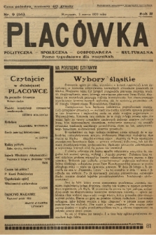 Placówka Polityczna-Społeczna-Gospodarcza-Kulturalna : pismo tygodniowe dla wszystkich. R. 2, 1930, nr 9
