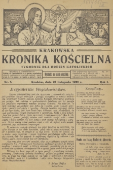 Krakowska Kronika Kościelna. R. 1, 1921, nr 1