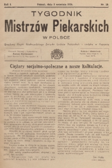 Tygodnik Mistrzów Piekarskich w Polsce : urzędowy organ Wielkopolskiego Związku Cechów Piekarskich z siedzibą w Poznaniu. R. 1, 1926, nr 10