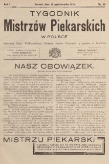 Tygodnik Mistrzów Piekarskich w Polsce : urzędowy organ Wielkopolskiego Związku Cechów Piekarskich z siedzibą w Poznaniu. R. 1, 1926, nr 16