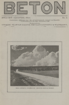 Beton : czasopismo przeznaczone dla przerabiających cement portlandzki i interesujących się jego zastosowaniem : wydawnictwo Związku Polskich Fabryk Portland Cementu w Warszawie. R. 2, 1930, nr 2