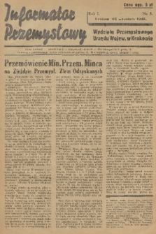 Informator Przemysłowy Wydziału Przemysłowego Urzędu Wojew. w Krakowie. R. 1, 1945, nr 8